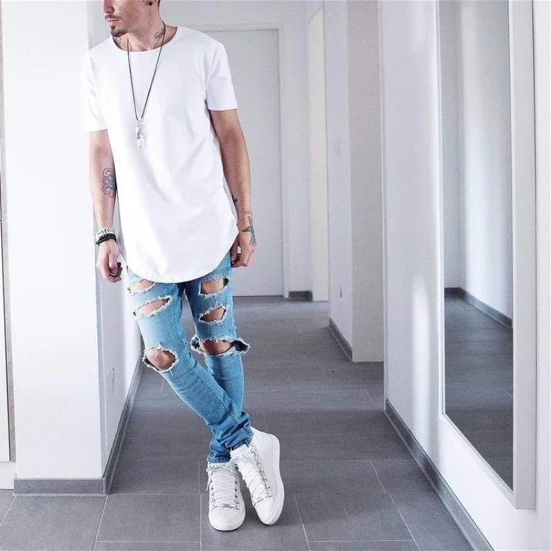2026 MRMT High Street Arc Hem Mens T Shirt High Quality Cotton Men T-Shirt Lengthened Over Size Man Tops Tees For Male Tshirt