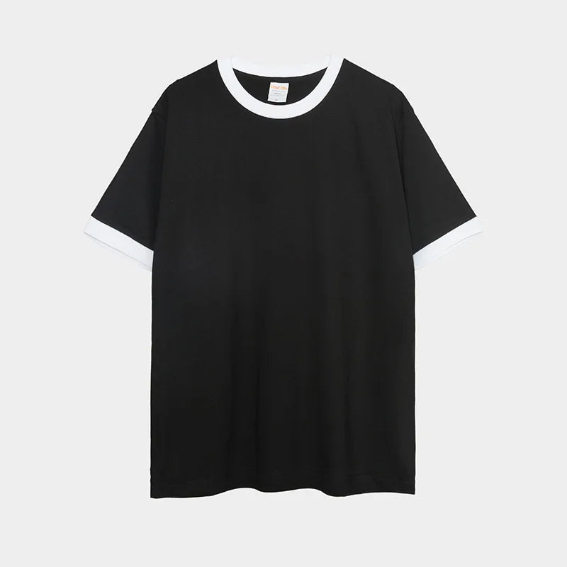 230G Heavy Cotton Contrasting Men T-shirt Short-sleeved Splicing Men's T shirt Youth Bottoming Tops Tees Shirt