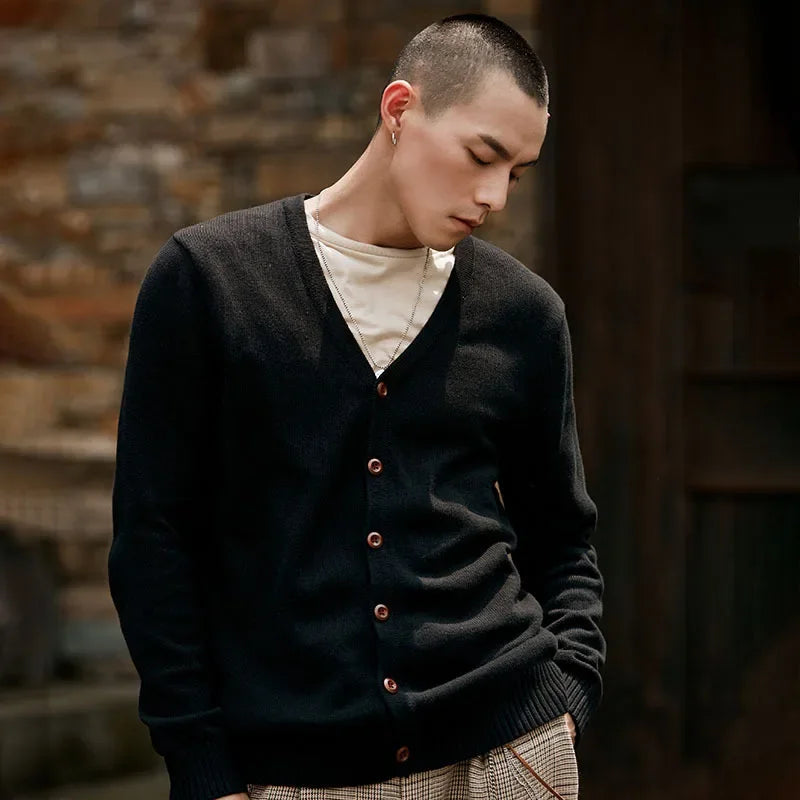 2026 New Men's T Shirt Fashion Youth V-Neck Sweater Knitting T-shirt for Male Casual Tops Cardigan Sweater Tshirt