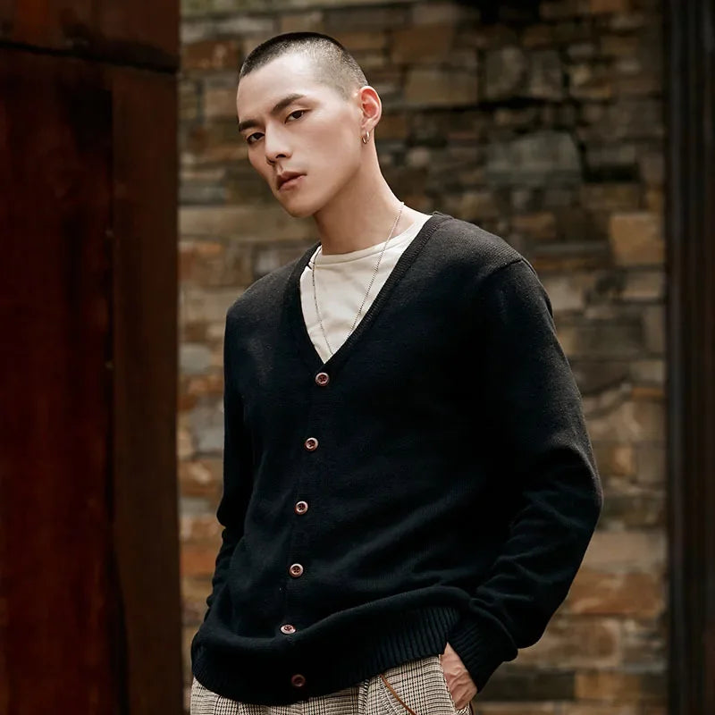 2026 New Men's T Shirt Fashion Youth V-Neck Sweater Knitting T-shirt for Male Casual Tops Cardigan Sweater Tshirt
