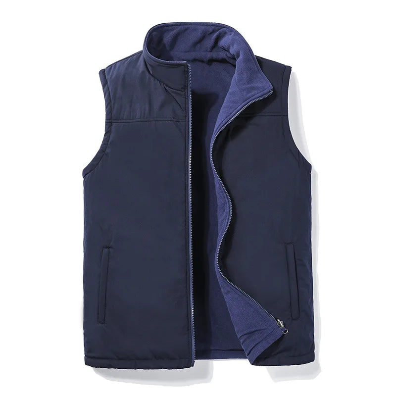 2026 New Men's Vest Fleece Jacket Trend Middle Aged  Elderly Plus Velvet Warm Vest Dad Cotton Waistcoat Vest