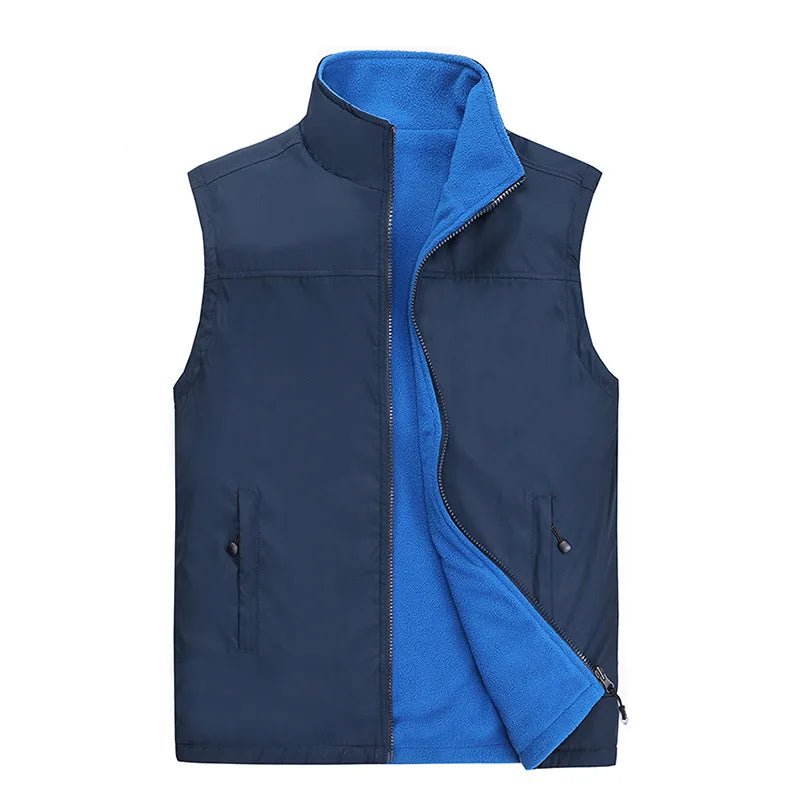 2026 New Men's Vest Fleece Jacket Trend Middle Aged  Elderly Plus Velvet Warm Vest Dad Cotton Waistcoat Vest