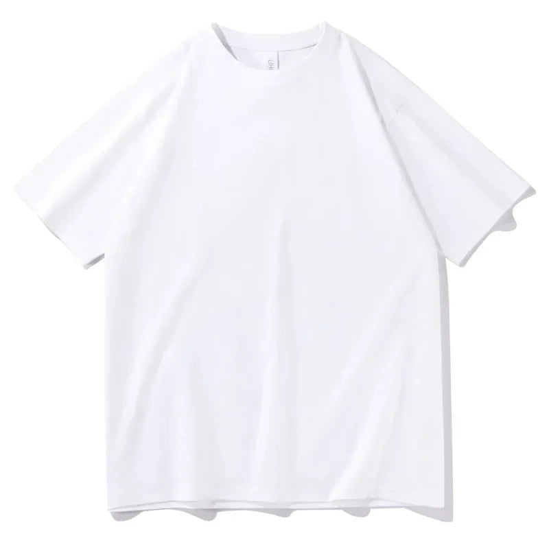 2026 New Short Sleeve 230g Cotton Round Neck Solid Color Loose Half Sleeve Bottoming Shirt For Men Tops Men's t Shirt