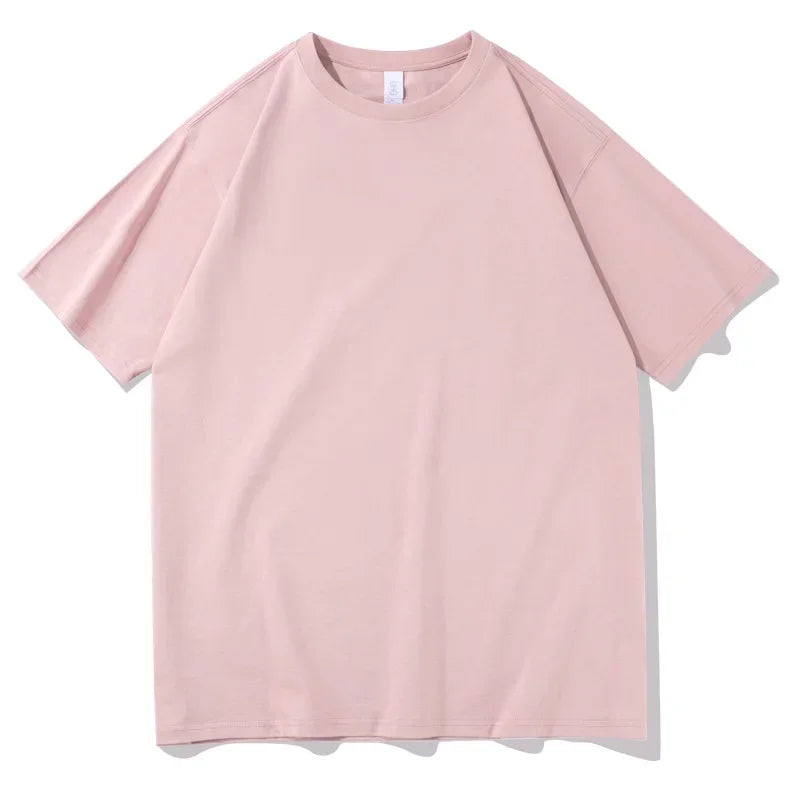 2026 New Short Sleeve 230g Cotton Round Neck Solid Color Loose Half Sleeve Bottoming Shirt For Men Tops Men's t Shirt