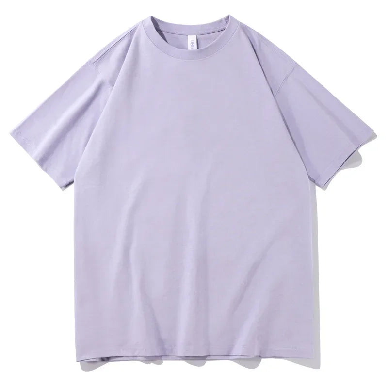 2026 New Short Sleeve 230g Cotton Round Neck Solid Color Loose Half Sleeve Bottoming Shirt For Men Tops Men's t Shirt
