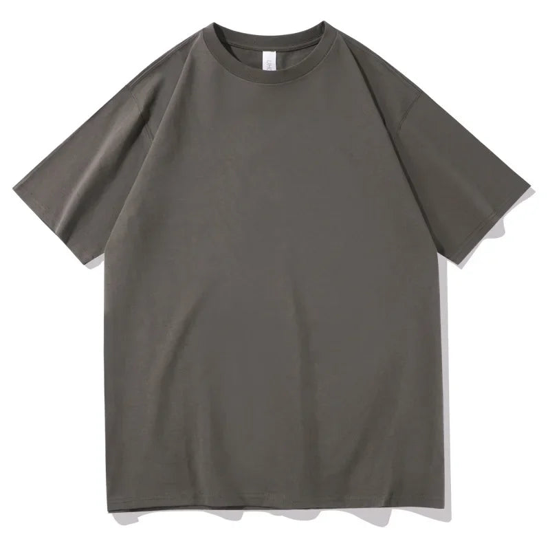 2026 New Short Sleeve 230g Cotton Round Neck Solid Color Loose Half Sleeve Bottoming Shirt For Men Tops Men's t Shirt