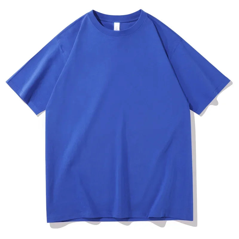 2026 New Short Sleeve 230g Cotton Round Neck Solid Color Loose Half Sleeve Bottoming Shirt For Men Tops Men's t Shirt