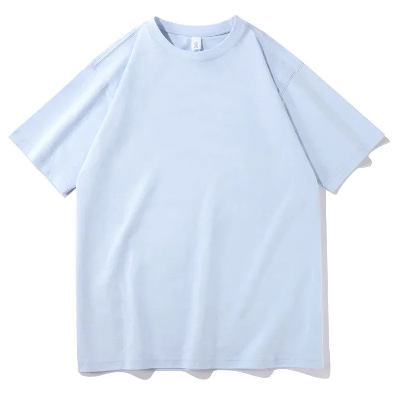 2026 New Short Sleeve 230g Cotton Round Neck Solid Color Loose Half Sleeve Bottoming Shirt For Men Tops Men's t Shirt