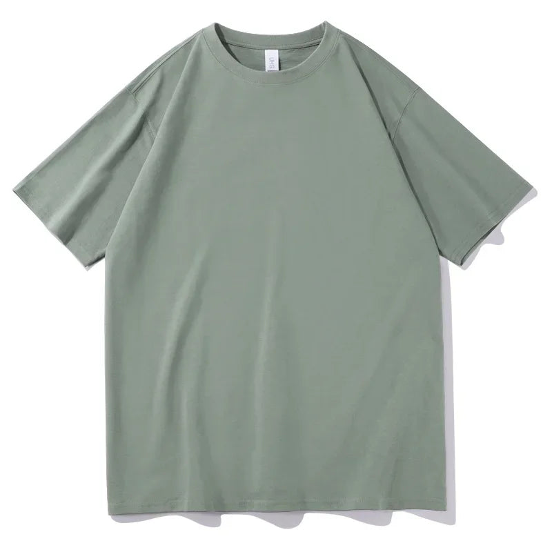 2026 New Short Sleeve 230g Cotton Round Neck Solid Color Loose Half Sleeve Bottoming Shirt For Men Tops Men's t Shirt