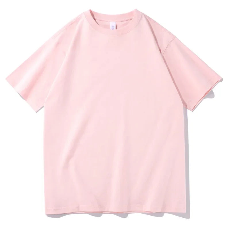 2026 New Short Sleeve 230g Cotton Round Neck Solid Color Loose Half Sleeve Bottoming Shirt For Men Tops Men's t Shirt