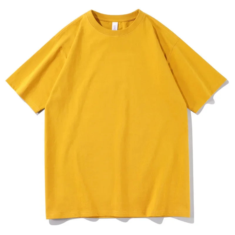 2026 New Short Sleeve 230g Cotton Round Neck Solid Color Loose Half Sleeve Bottoming Shirt For Men Tops Men's t Shirt