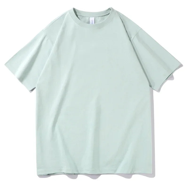 2026 New Short Sleeve 230g Cotton Round Neck Solid Color Loose Half Sleeve Bottoming Shirt For Men Tops Men's t Shirt