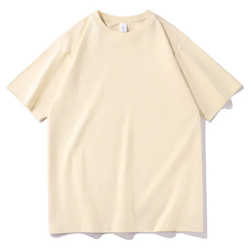 2026 New Short Sleeve 230g Cotton Round Neck Solid Color Loose Half Sleeve Bottoming Shirt For Men Tops Men's t Shirt