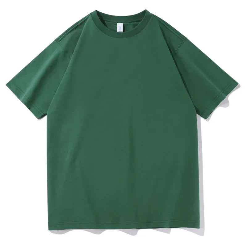 2026 New Short Sleeve 230g Cotton Round Neck Solid Color Loose Half Sleeve Bottoming Shirt For Men Tops Men's t Shirt