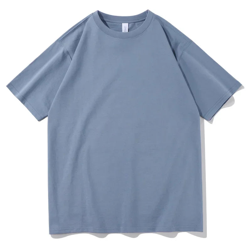 2026 New Short Sleeve 230g Cotton Round Neck Solid Color Loose Half Sleeve Bottoming Shirt For Men Tops Men's t Shirt