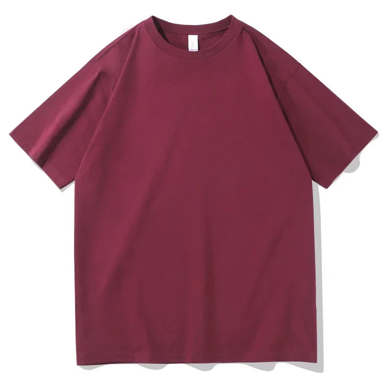 2026 New Short Sleeve 230g Cotton Round Neck Solid Color Loose Half Sleeve Bottoming Shirt For Men Tops Men's t Shirt