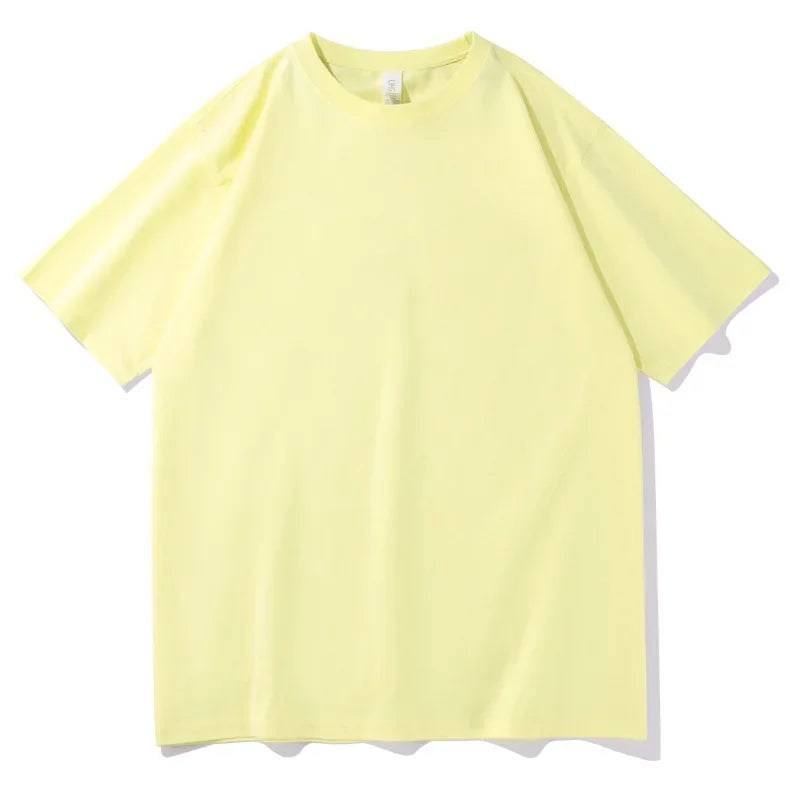 2026 New Short Sleeve 230g Cotton Round Neck Solid Color Loose Half Sleeve Bottoming Shirt For Men Tops Men's t Shirt