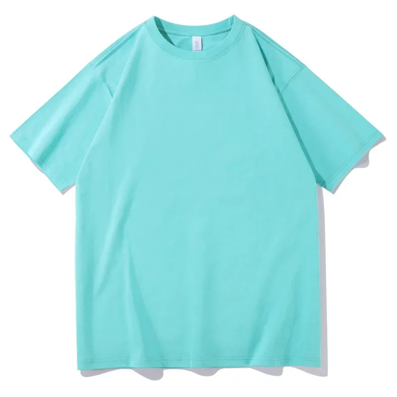 2026 New Short Sleeve 230g Cotton Round Neck Solid Color Loose Half Sleeve Bottoming Shirt For Men Tops Men's t Shirt