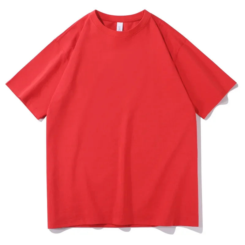 2026 New Short Sleeve 230g Cotton Round Neck Solid Color Loose Half Sleeve Bottoming Shirt For Men Tops Men's t Shirt