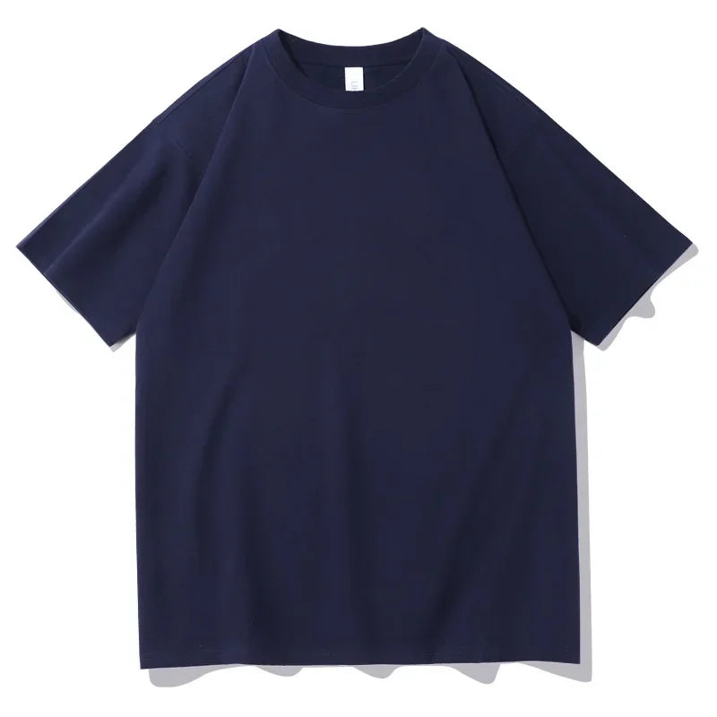 2026 New Short Sleeve 230g Cotton Round Neck Solid Color Loose Half Sleeve Bottoming Shirt For Men Tops Men's t Shirt