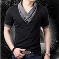 2026 New Summer Casual Men's T Shirt Short-sleeved T-shirt for Male V Collar Big Code Splice Tops T-shirt