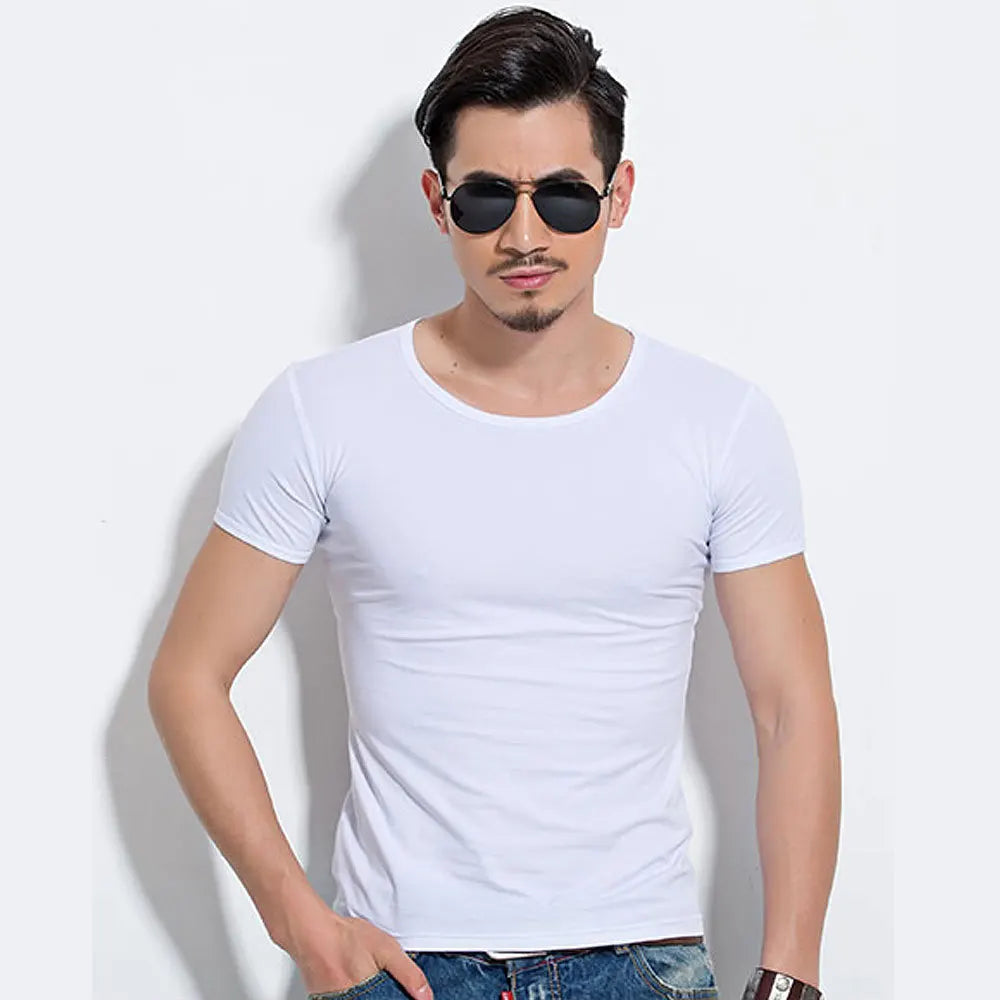 Men's T Shirt Short Sleeve Men T-Shirt O-Neck Slim Solid Color Half Sleeved Man Tops Tee Shirt For Male 2026 MRMT