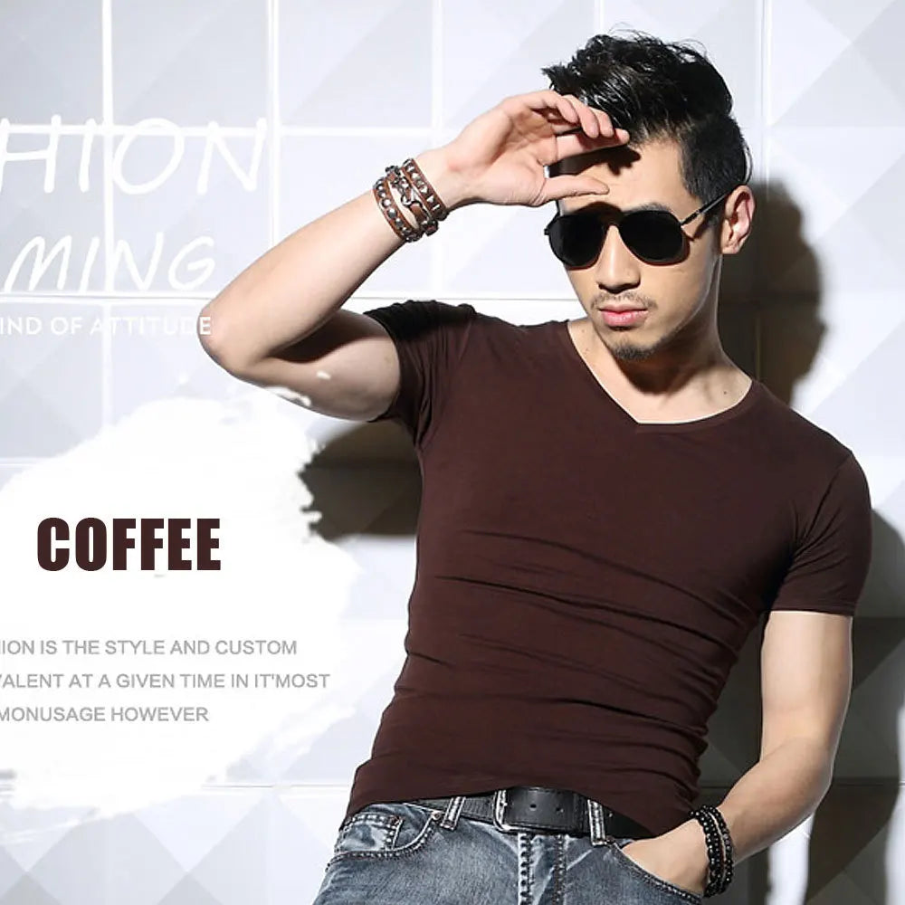 Men's T Shirt Short Sleeve Men T-Shirt O-Neck Slim Solid Color Half Sleeved Man Tops Tee Shirt For Male 2026 MRMT