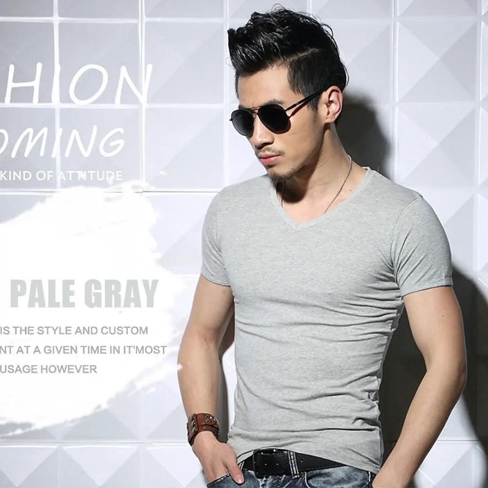 Men's T Shirt Short Sleeve Men T-Shirt O-Neck Slim Solid Color Half Sleeved Man Tops Tee Shirt For Male 2026 MRMT