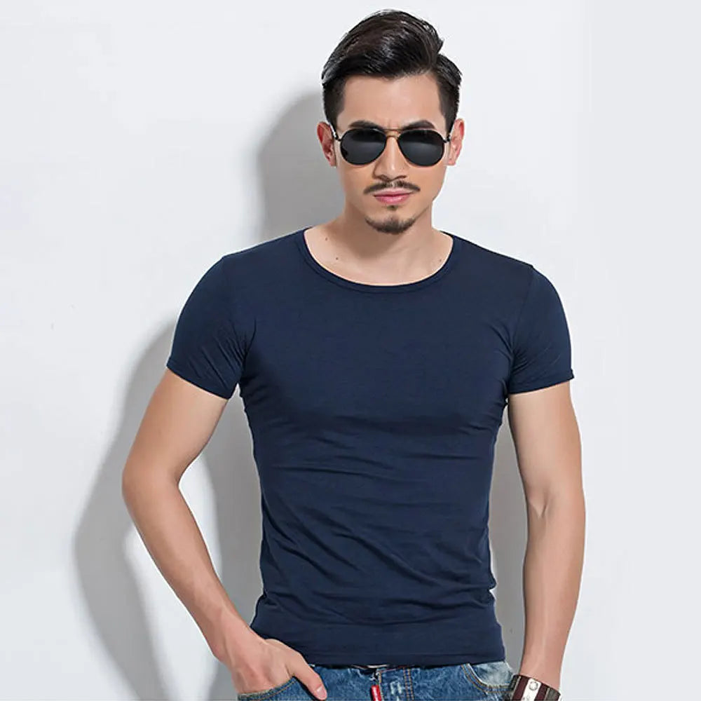 Men's T Shirt Short Sleeve Men T-Shirt O-Neck Slim Solid Color Half Sleeved Man Tops Tee Shirt For Male 2026 MRMT
