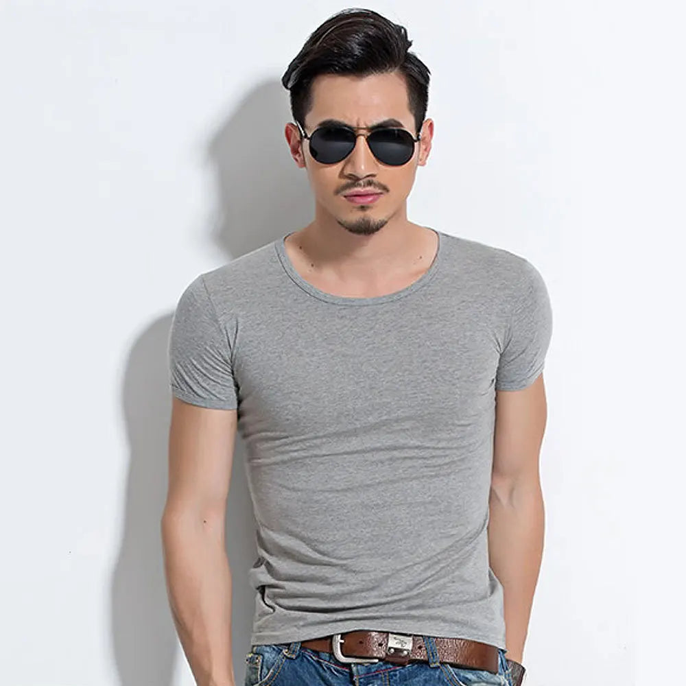 Men's T Shirt Short Sleeve Men T-Shirt O-Neck Slim Solid Color Half Sleeved Man Tops Tee Shirt For Male 2026 MRMT