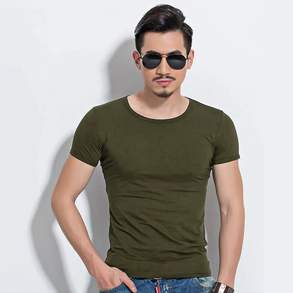 Men's T Shirt Short Sleeve Men T-Shirt O-Neck Slim Solid Color Half Sleeved Man Tops Tee Shirt For Male 2026 MRMT