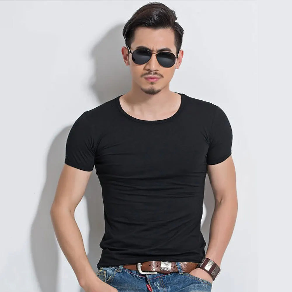 Men's T Shirt Short Sleeve Men T-Shirt O-Neck Slim Solid Color Half Sleeved Man Tops Tee Shirt For Male 2026 MRMT