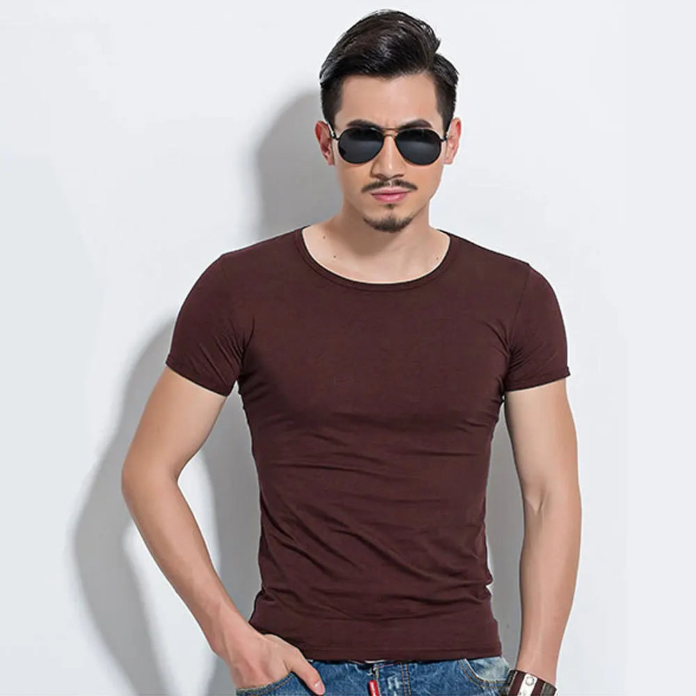 Men's T Shirt Short Sleeve Men T-Shirt O-Neck Slim Solid Color Half Sleeved Man Tops Tee Shirt For Male 2026 MRMT