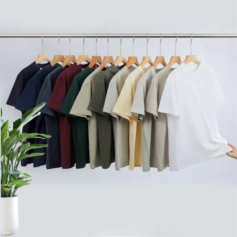 Pure Cotton 230g Heavy Short-sleeved 2026 New T-shirt Solid Color Loose Heavy Summer Casual Bottoming Shirt T-shirt