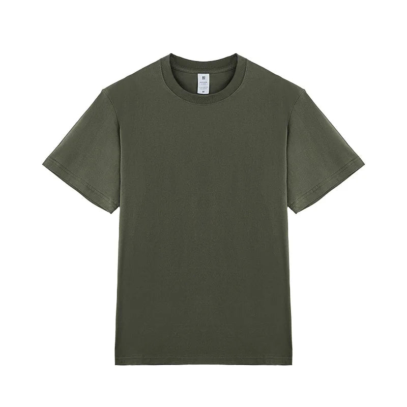 Pure Cotton 230g Heavy Short-sleeved 2026 New T-shirt Solid Color Loose Heavy Summer Casual Bottoming Shirt T-shirt