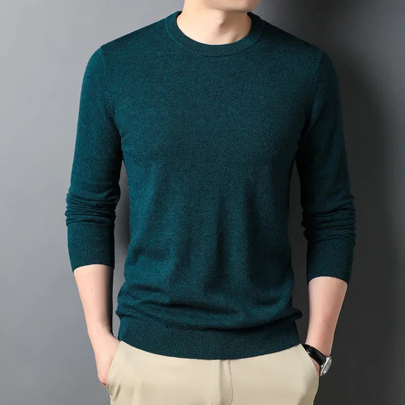 2026 New Thin Men's Woolen Sweater Round Neck Men Base Sweaters Solid Color Man Sweater For Male Tops