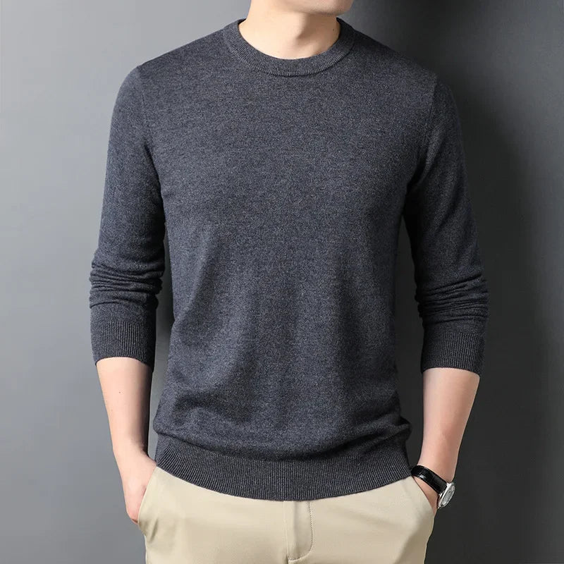 2026 New Thin Men's Woolen Sweater Round Neck Men Base Sweaters Solid Color Man Sweater For Male Tops