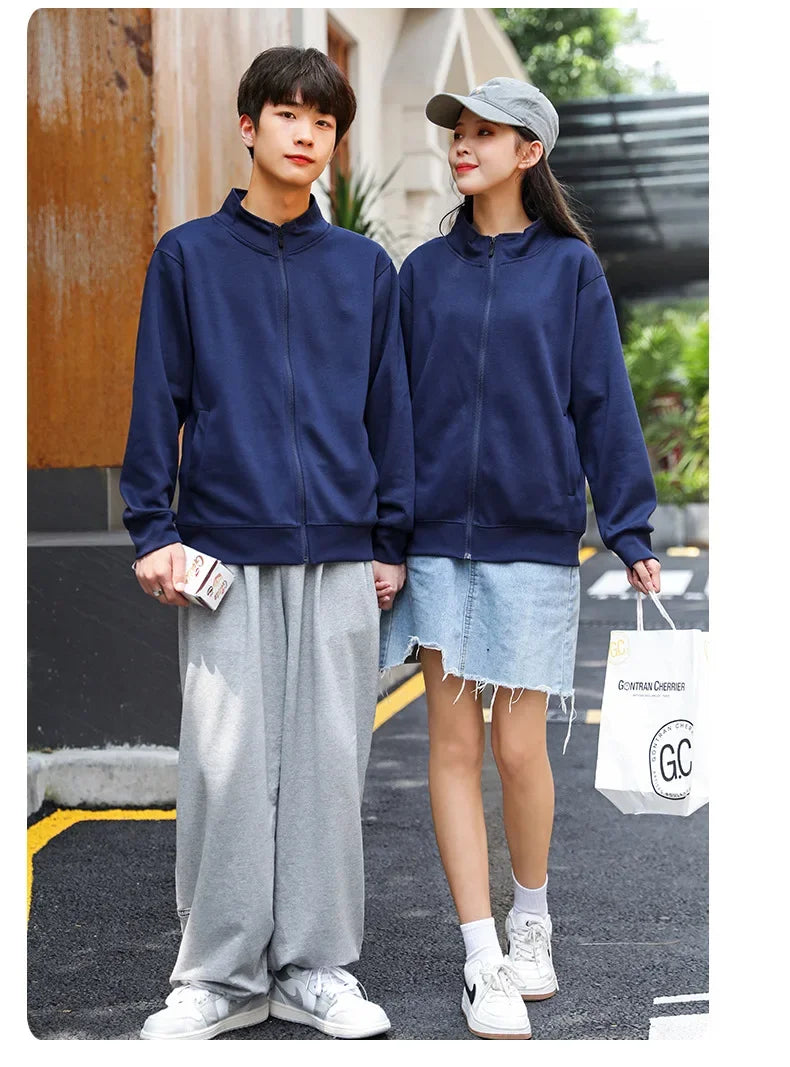 2026 New Men's Plus Velvet Stand Collar Fashion Casual Sweater Man's Wild Warm Jacket Top