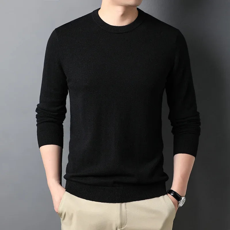 2026 New Thin Men's Woolen Sweater Round Neck Men Base Sweaters Solid Color Man Sweater For Male Tops