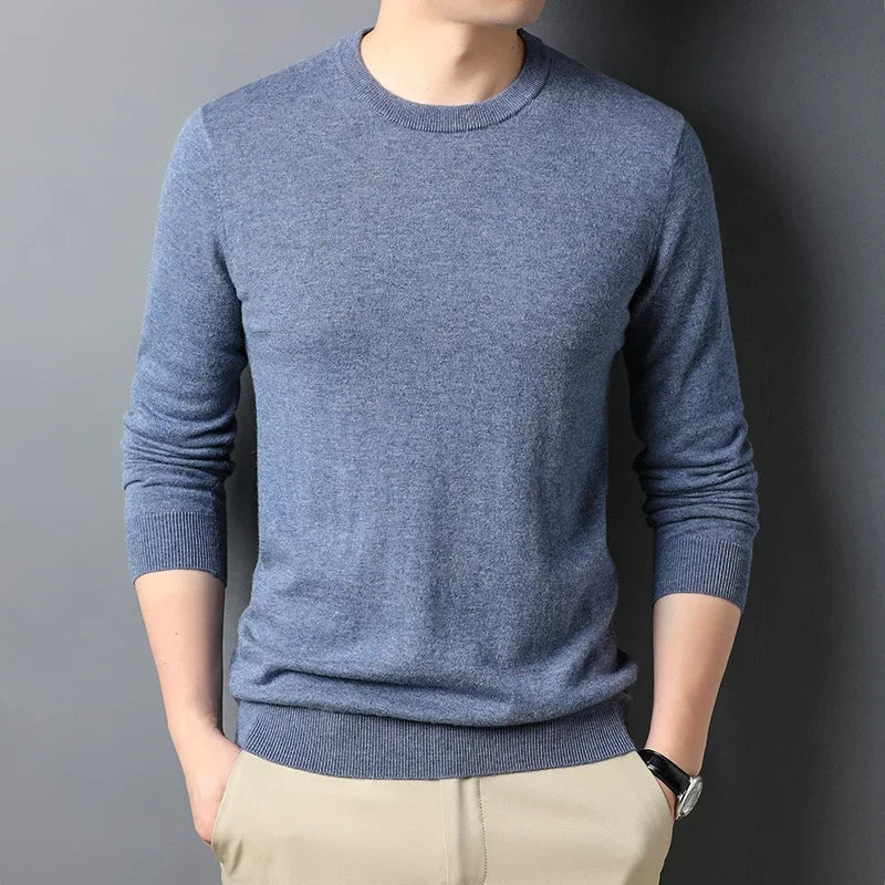 2026 New Thin Men's Woolen Sweater Round Neck Men Base Sweaters Solid Color Man Sweater For Male Tops