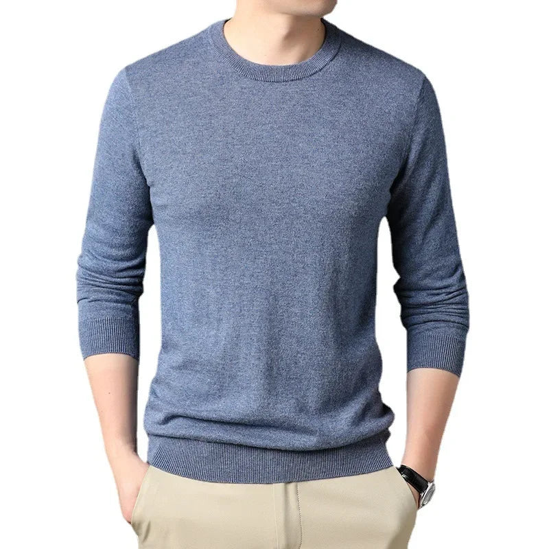 2026 New Thin Men's Woolen Sweater Round Neck Men Base Sweaters Solid Color Man Sweater For Male Tops
