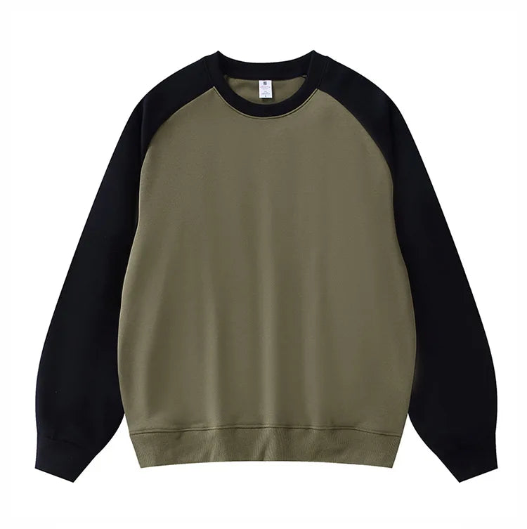 2026 New Shoulder Sleeves Contrasting Color Splicing Long-sleeved Men's Round Neck Sweatshirts Loose Jumper Men Pullover