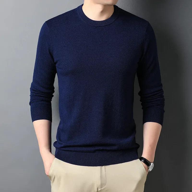 2026 New Thin Men's Woolen Sweater Round Neck Men Base Sweaters Solid Color Man Sweater For Male Tops