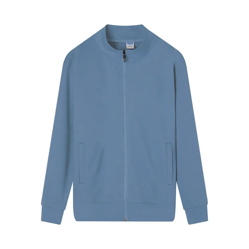 2026 New Men's Plus Velvet Stand Collar Fashion Casual Sweater Man's Wild Warm Jacket Top
