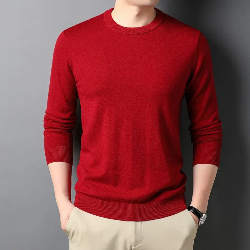 2026 New Thin Men's Woolen Sweater Round Neck Men Base Sweaters Solid Color Man Sweater For Male Tops