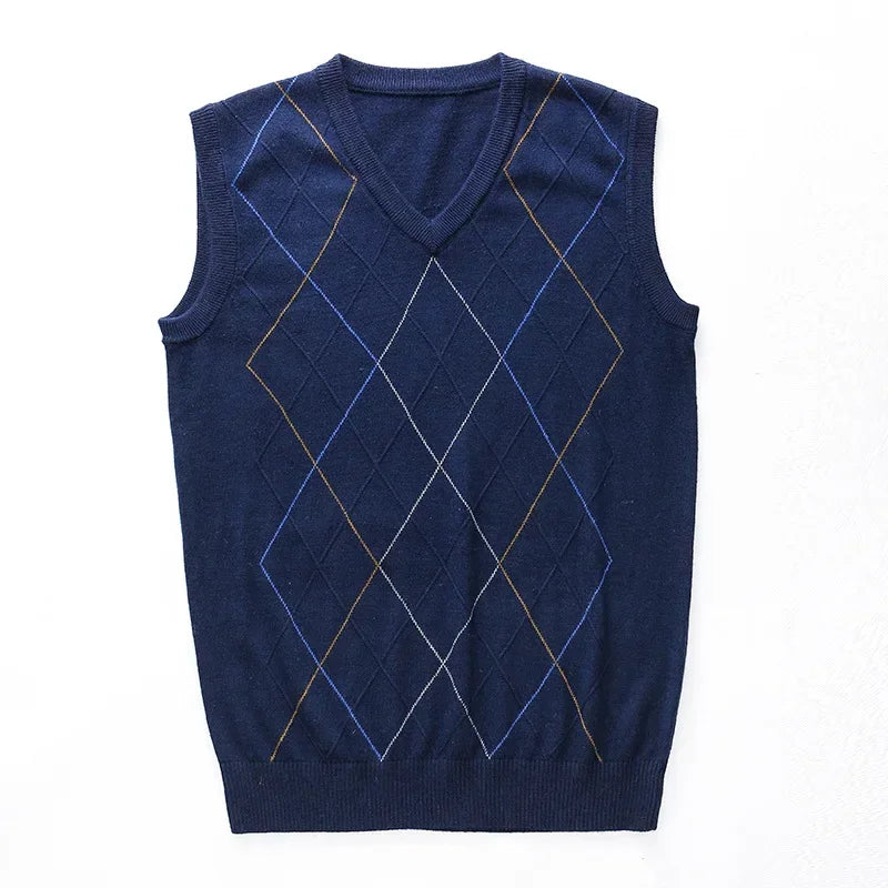 2026 New Men's Knitted Sweater Vests V-neck Middle-aged Men Sweaters Vest for Male Tops Man Knitted Vest Sweater
