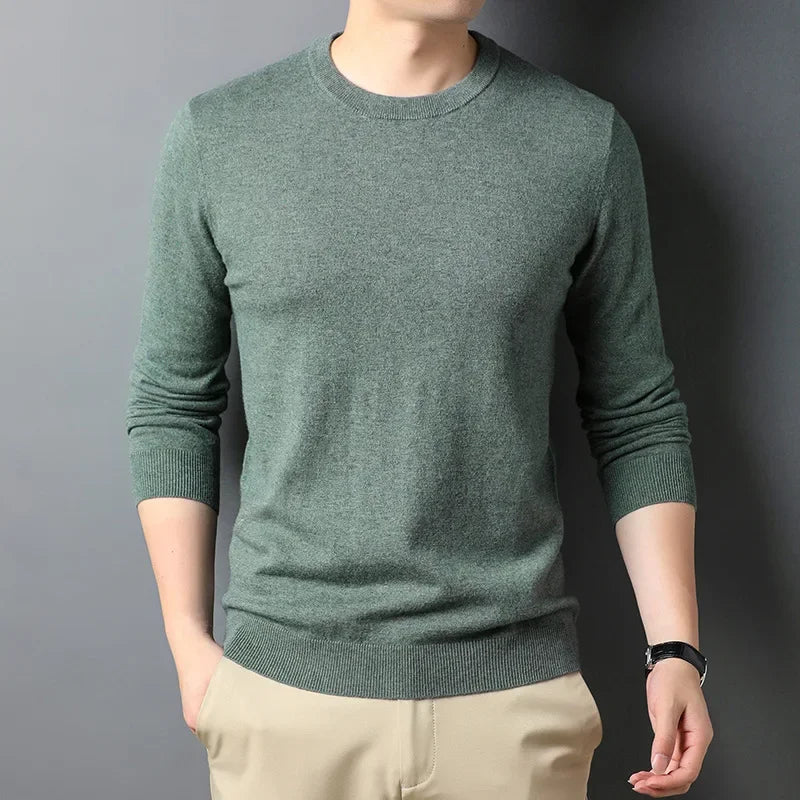 2026 New Thin Men's Woolen Sweater Round Neck Men Base Sweaters Solid Color Man Sweater For Male Tops