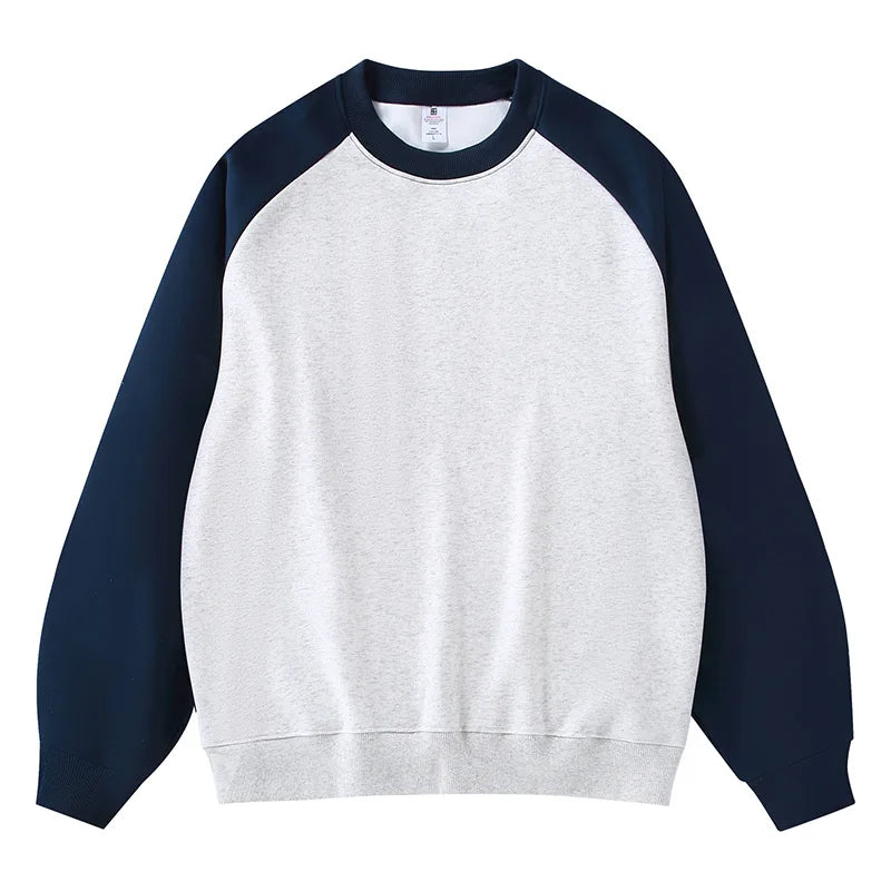 2026 New Shoulder Sleeves Contrasting Color Splicing Long-sleeved Men's Round Neck Sweatshirts Loose Jumper Men Pullover