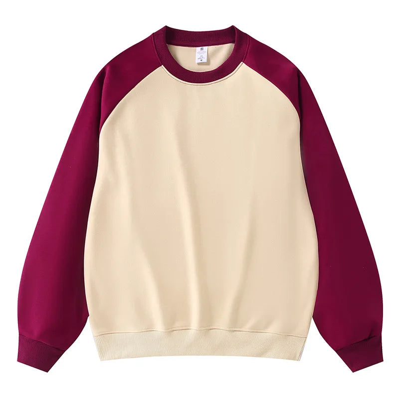 2026 New Shoulder Sleeves Contrasting Color Splicing Long-sleeved Men's Round Neck Sweatshirts Loose Jumper Men Pullover