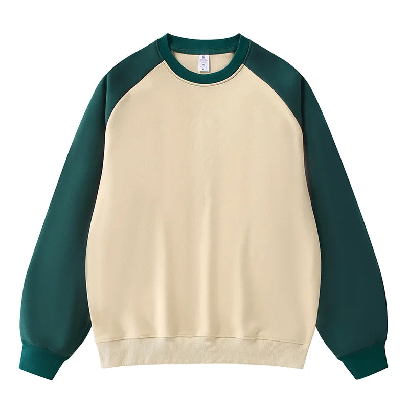 2026 New Shoulder Sleeves Contrasting Color Splicing Long-sleeved Men's Round Neck Sweatshirts Loose Jumper Men Pullover